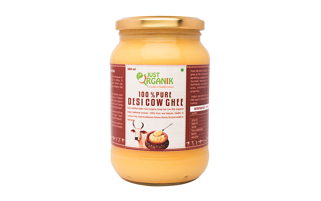 Just Organik 100% Pure Desi Cow Ghee    Jar  500 grams